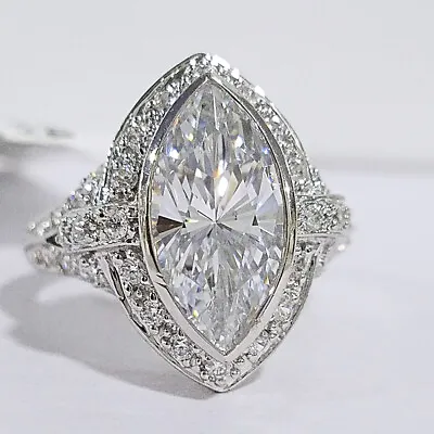 8Ct Engagement Vintage Ring Simulated Diamond 14K White Gold Plated 925 Silver • $143.43