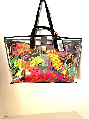 MCM PORTUNA Clear Tote W/ Multi Color Removable Insert Purse Shoulder Bag • $285