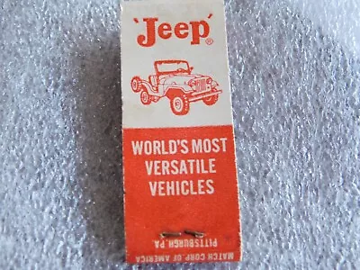 Advertising Jeep The Most Versatile Vehicles Ruffners Distributors Match Book • $26