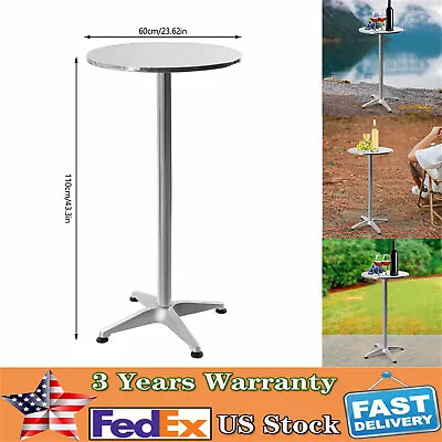 23.62 Round Aluminum Indoor-Outdoor Bar Height Table W/Flip-Up Table Adjustable • $55.10