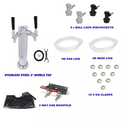 Beer Tap Font  Hose Draft Tower System For 2 X Ball Lock Cornelious Keg • $205.99