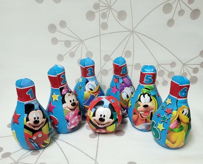 £24.99 • Buy Disney Mickey Mouse Skittles Set 6 Soft Pin Bowls Ball Kids Minnie Goofy Daffy