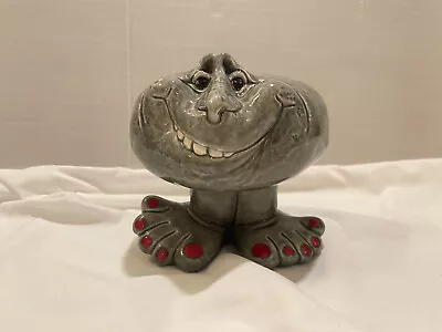 VTG 70's UNIQUE Ceramic Big Face Garden Rock W/Feet Indoor Outdoor Yard Decor • $19.89