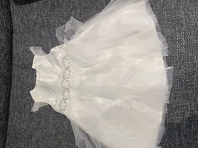 Bambini White Dress 6-9 Months Wedding Christening Flower Girl • £12