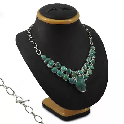 Gift For Women Cluster Vintage Necklace 925 Silver Natural Turquoise O65 • $447.45