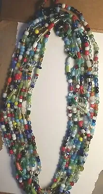 Vintage Czech Mardi Gras Glass Bead Necklace 6 Available  • $9.99