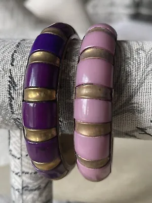 Vintage Boho Bangle Bracelets Purple And Gold • $11.99