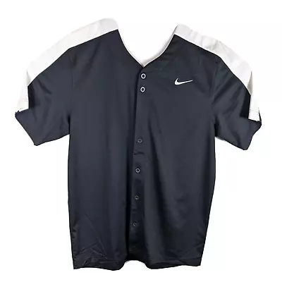 Mens Softball Jersey Large Black White Nike Button Up Team Game Shirt • $18.70