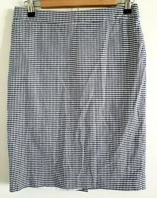 Talbots Pencil Skirt 2 Lined Knee Length Slit Navy White Check Office Work  • $8.49