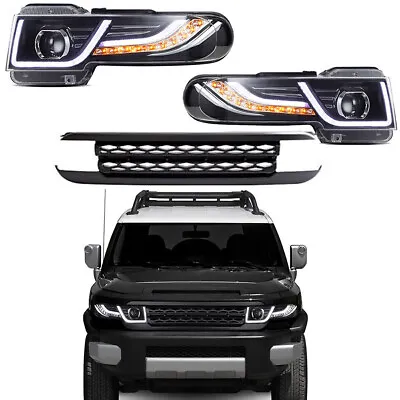 For Toyota FJ Cruiser Projector Headlights LED Halo Lights+Grille Assembly 07-14 • $299.99
