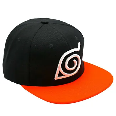 Official Naruto Shippuden Konoha Black Orange Snapback Baseball Cap Hat Bnwt Aby • £17.95