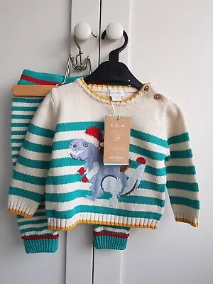 £14 • Buy New Monsoon Baby Boy Christmas Jumper  And Trousers 3-6m . RRP £28. Dinosaur .