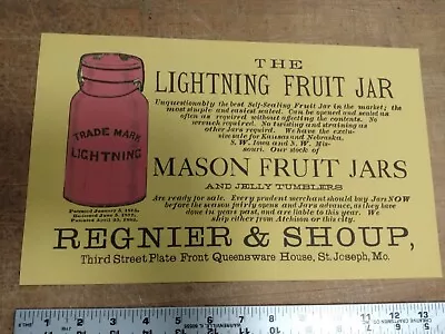 1880s  Mason Fruit Jar Advertising 8.5 X 14 In • $9.99