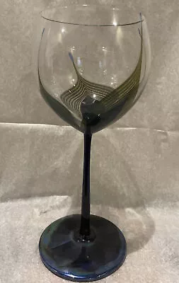 Randy Strong Pulled Feather Art Glass Wine Glass #2–Signed Dated 1979 • $100