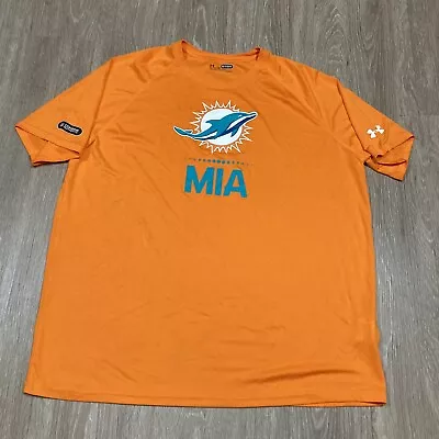 Dolphins Shirt 2XL Miami Under Armour Combine Training Work-out Gym Football Tee • $18.88