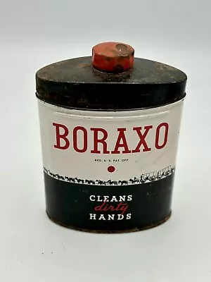 Vtg Boraxo Powdered Hand Soap Tin 8 Oz. Pacific Coast Borax Co NY & LA ***A-358 • $12
