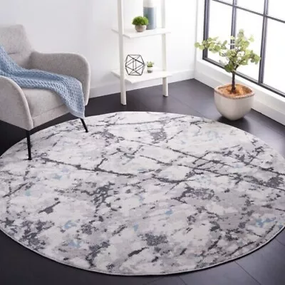 7' Round (6'7 ) Transitional Gray Blue Polyester Area Rug **FREE SHIPPING** • $149.50