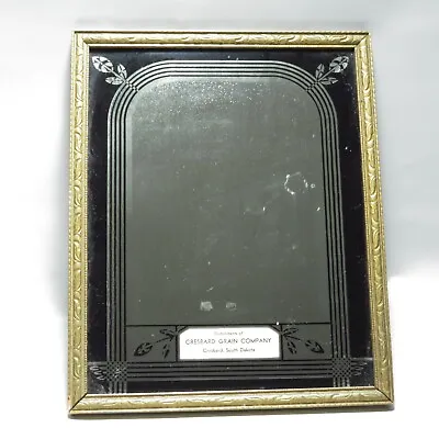 Vintage Art Deco Advertising Mirror Cresbard Grain South Dakota Reverse Painted • $40