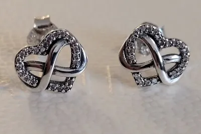 Pandora Sparkling Infinity Heart Stud Earrings 292667C01 • £16.99