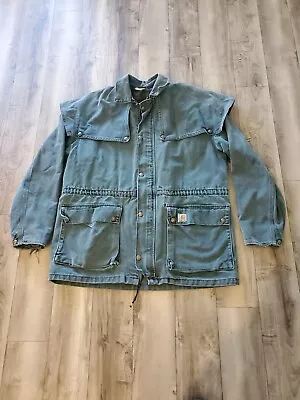 Vintage Carhartt CW043 Green Duster Jacket Size Medium  USA 1990's • $99