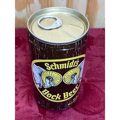 Vtg SCHMIDT'S BOCK BEER CAN Ram Aluminum Sealed Pull Tab Empty Hole Bottom • $4