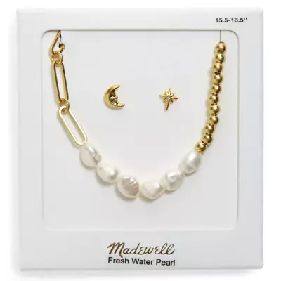 Madewell Over The Moon Gold Earrings & Necklace Set • $35