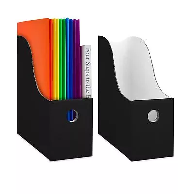 Black Magazine File Holder (2 Pack) - Sturdy Cardboard Magazine Holder Folde... • $14.99