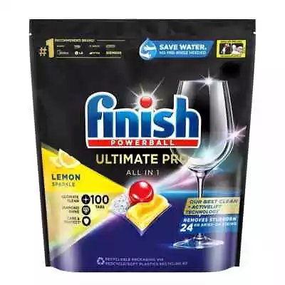 Finish Powerball Ultimate Pro Dishwashing Tabs Tablets Lemon Sparkle 100pk • $68.99