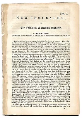 1849 New Jerusalem: Or The Fulfilment Of Modern Prophecy-Orson Pratt-Mormon-Utah • $15