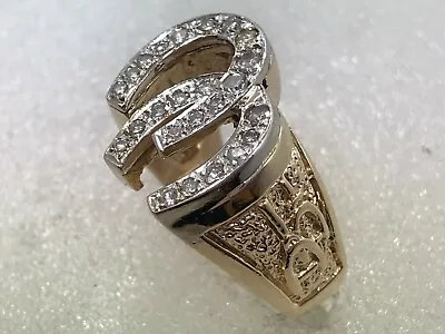 14 Karat Diamond Ring 14K Yellow Solid Gold Men's Double Horse Shoe Diamond Ring • $1176