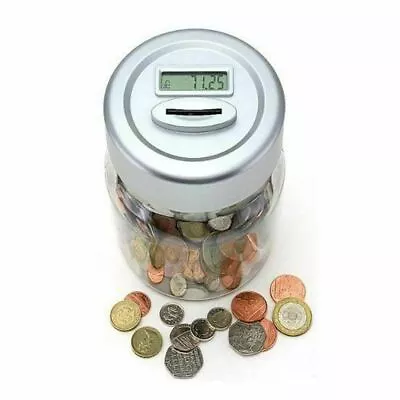  Digital Automatic Coin Counter Machine Uk Coins Jar Kids Money Box Piggy Bank  • £8.93