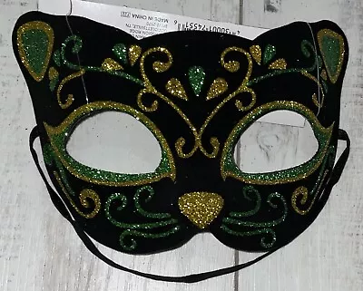 Masquerade Mask Venetian/Party/Mardi Gras/Costume - Cat/Black/Gold/Green NEW • $14.50