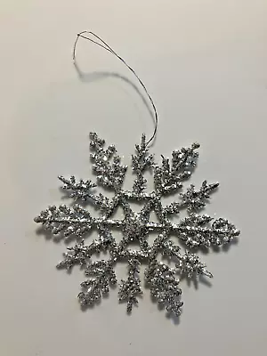 Vintage Silver Color Snowflake Christmas Ornament EX! • $4.99