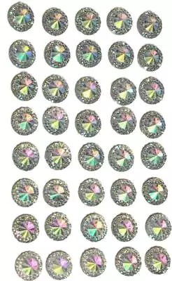 £3.30 • Buy 40 Self Adhesive Round AB Pointed Diamante Rhinestone Resin Stick On Gems 12mm