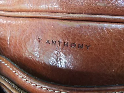 T. Anthony Unisex Tan Leather Carry-on Messenger Bag. With Keys To Lock Zipper. • $350