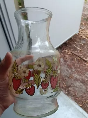 Vintage Strawberry Blossom Juice Carafe Anchor Hocking By Marvin Triguba • $8