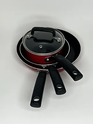 T-Fal Non-Stick Aluminum Cookware Set Red 5pc Pans Pot • $14.99