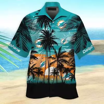 Miami Dolphins Hawaiian Shirt Dolphins Sunrise Hawaiian Shirt • $30.99