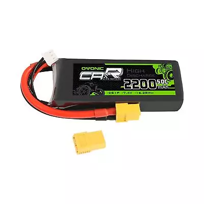 Ovonic 50C 2200mAh 2S 7.4V Lipo Battery XT60 Plug For 1/16 TRX Redcat RC Car  • $30.99