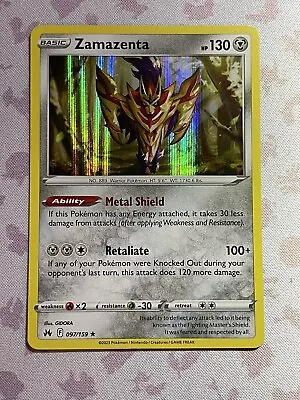 Pokémon TCG Zamazenta Crown Zenith 097/159 Holo Rare • $1.24