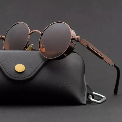 Metal Steampunk Sunglasses Men Women Fashion Round Glasses Brand Designer Vintag • $19.95