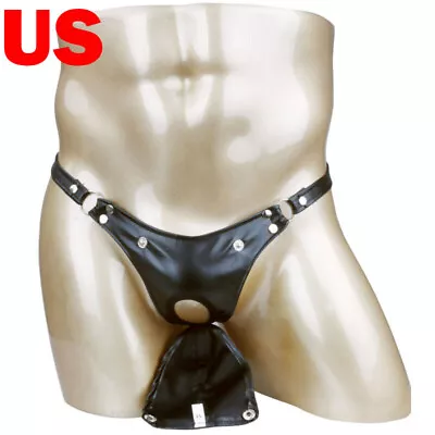 US Mens G-string Thong Sissy Pouch Panties Low Rise Leather Triangle Underwear • $8.36