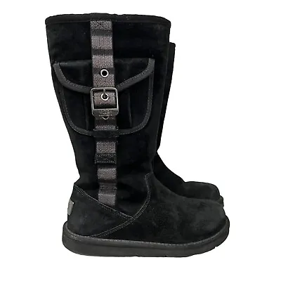 UGG Australia Women's 1895 Retro Cargo Tall Zip Black Sheepskin Boots Size 6 • $59.99