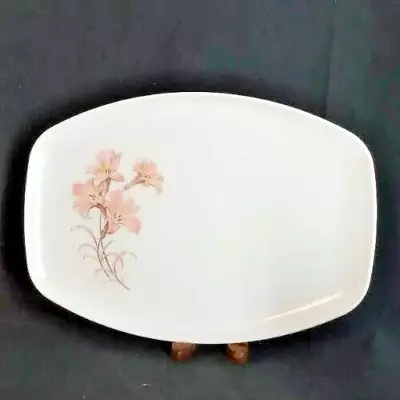 Vtg MCM 1950s Windsor Melmac Pink Lily Flower Serving Platter # 416-2  14x10 USA • $17.14