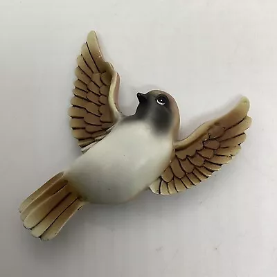Vintage Brown With White Belly Flying Chalkware Bird 4 1/2” X 4 1/2” Anthro Eyes • $9.90
