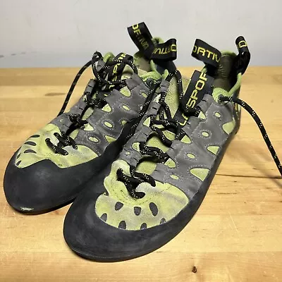 La Sportiva Tarantulace Climbing Shoes Mens 9.5 Green Leather Lace Up Sport Rock • $38.87