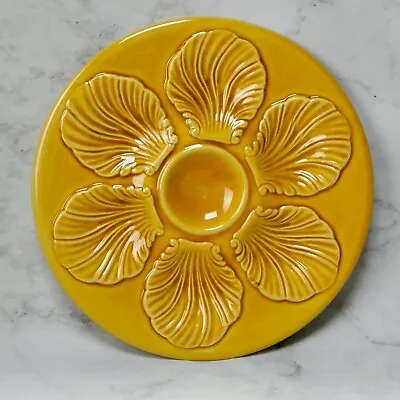 Proceram French Majolica OYSTER SERVING PLATE Yellow Ochre Vintage Plate A • $39.99