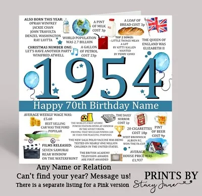 Personalised 70th Birthday Card Male 1954 Year Birth Dad Husband Grandad Brother • £2.99