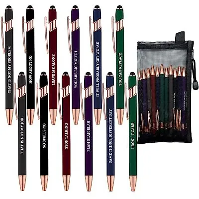 12 PCS Funny Ballpoint Pen With Stylus Tip Demotivational Arcastic Funny • $9.22