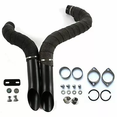 2  LAF Exhaust Pipes W/ Flange Kits For Harley Sportster Touring Black Wrapped • $145.99